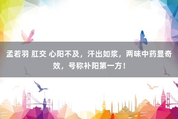 孟若羽 肛交 心阳不及，汗出如浆，两味中药显奇效，号称补阳第一方！
