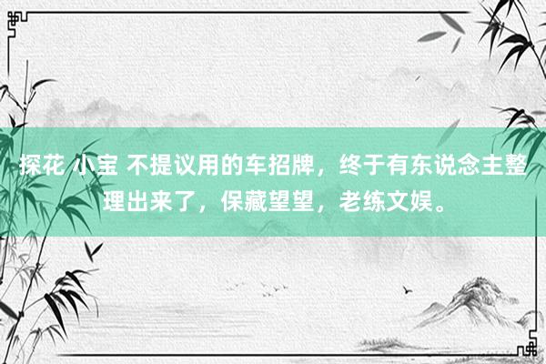 探花 小宝 不提议用的车招牌，终于有东说念主整理出来了，保藏望望，老练文娱。