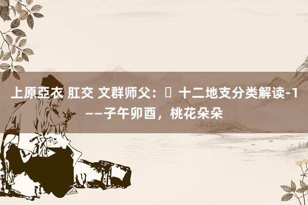 上原亞衣 肛交 文群师父：​十二地支分类解读-1——子午卯酉，桃花朵朵